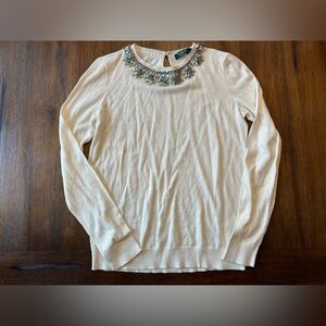 Ralph Lauren Embellished Off White Sweater- size XS